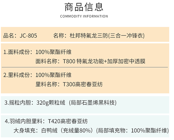 抓绒冲锋衣杜邦特佛龙三防CFDG1021