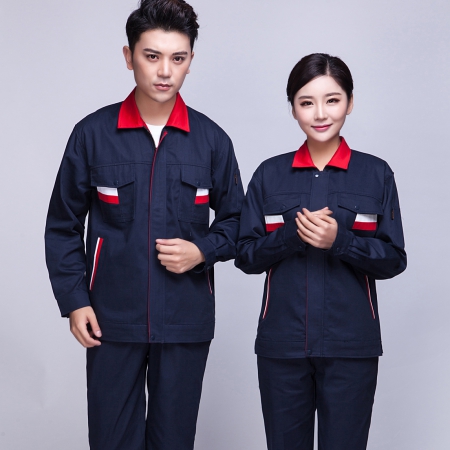 藏青色拼紫红工作服AC02-1