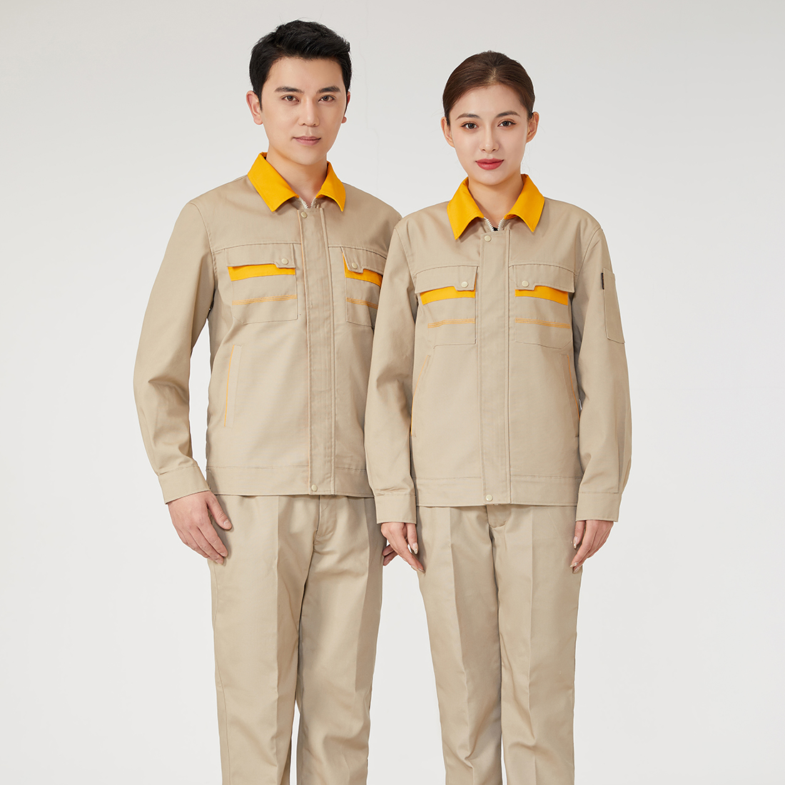 卡其拼金黄色工作服AC2201-2