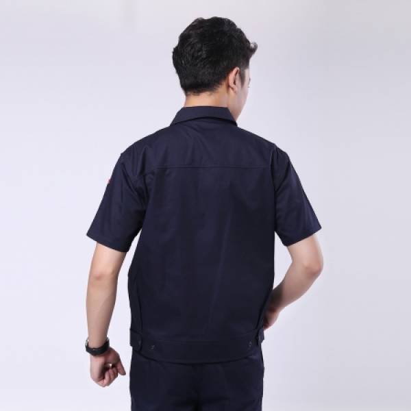 深蓝配桔红夏季工作服AD069