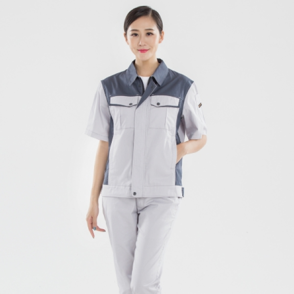 深灰拼色夏季工作服AD17-3