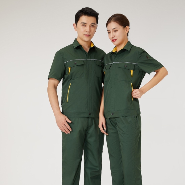 墨绿拼金黄色工作服AD2202-3