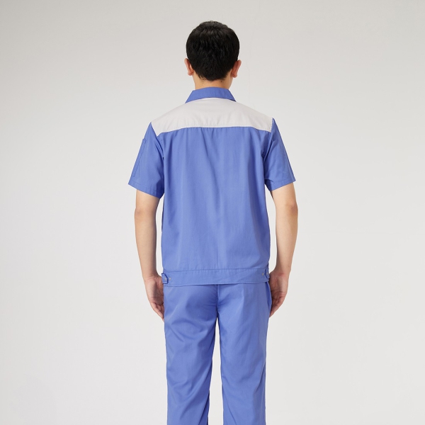 紫蓝拼浅灰色工作服AD2203-2