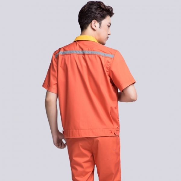 橘黄拼黄色夏季工作服AD09-5