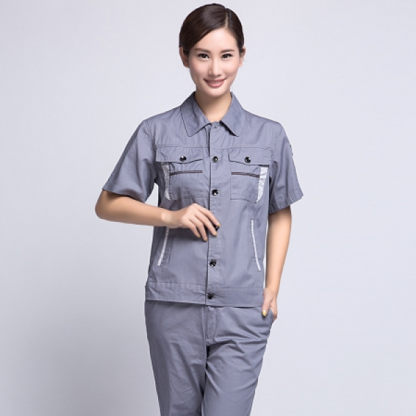 清灰拼银灰夏季工作服AD06-2