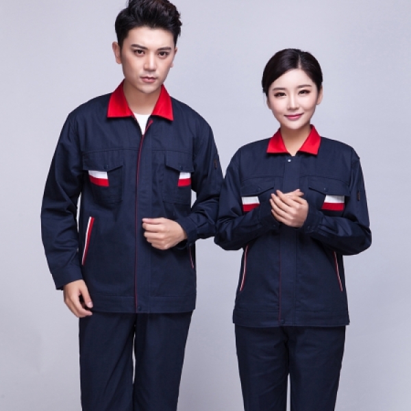 藏青色拼紫红工作服AC02-1
