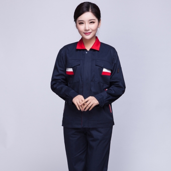 藏青色拼紫红工作服AC02-1