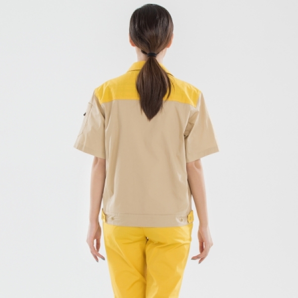 黄拼驼色夏季工作服AD17-4