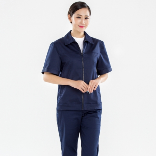 藏青色夏季拉链工作服AD15-2
