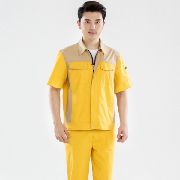 黄拼驼色夏季工作服AD14-4